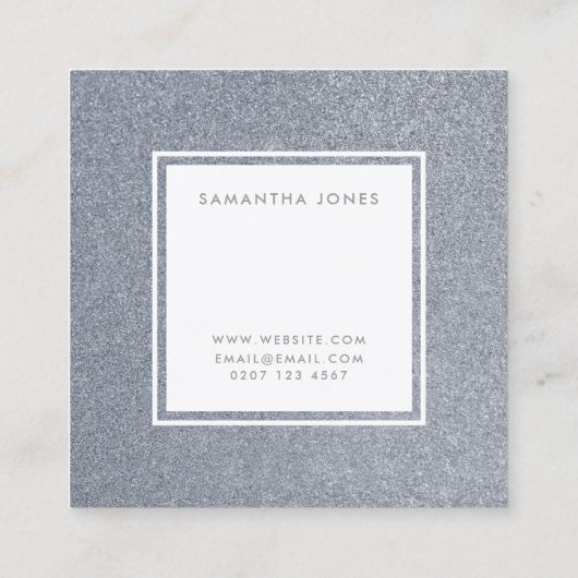 Silver Glitter Sparkly Moderne Interior Designer Vierkante Visitekaartje (Achterkant)