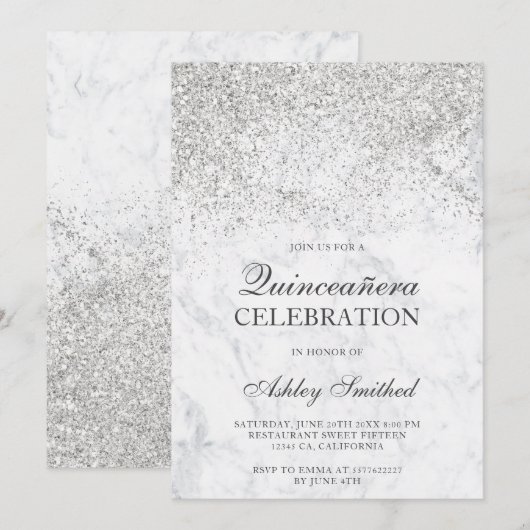 Silver glitter sparmer marmer kaart (Voorkant / Achterkant)