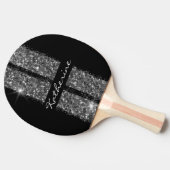 Silver Glitter Sport Racing Stripes Elegant Tafeltennisbatje (Zijkant)
