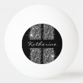 Silver Glitter Sport Racing Stripes Pingpongbal (Voorkant)