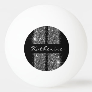 Silver Glitter Sport Racing Stripes Pingpongbal
