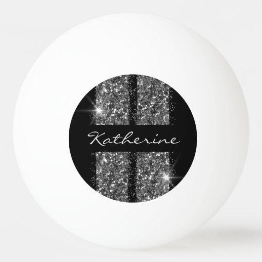 Silver Glitter Sport Racing Stripes Pingpongbal (Voorkant)