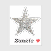 Silver Glitter Star-Sticker Sticker (Vel)