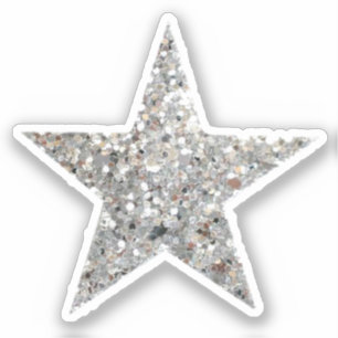 Silver Glitter Star-Sticker Sticker