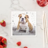 Silver Glitter Stars Aangepaste foto Pet Dog Birth Servet (Insitu)