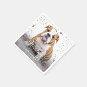 Silver Glitter Stars Aangepaste foto Pet Dog Birth Servet (Hoek)