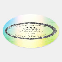 Silver Glitter Stars Product Labels Blauwgroen Gee