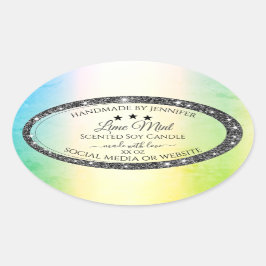 Silver Glitter Stars Product Labels Blauwgroen Gee