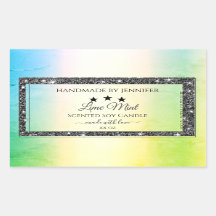 Silver Glitter Stars Product Labels Blauwgroen Gee