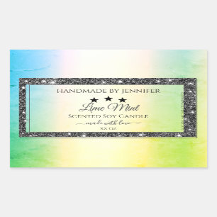 Silver Glitter Stars Product Labels Blauwgroen Gee
