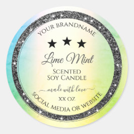 Silver Glitter Stars Product Labels Blauwgroen Gee