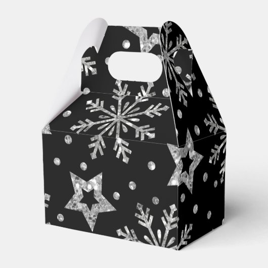 Silver Glitter Stars & Snowflakes Bedankdoosjes (Achterkant)