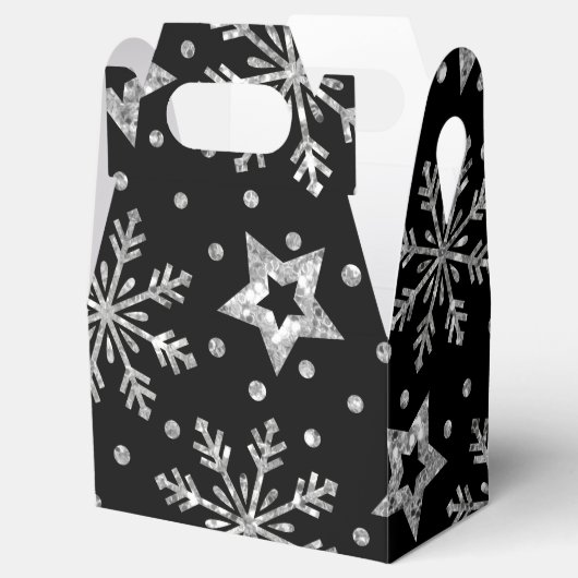 Silver Glitter Stars & Snowflakes Bedankdoosjes (Geopend)