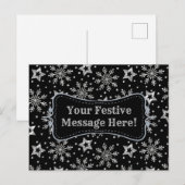 Silver Glitter Stars & Snowflakes Briefkaart (Voorkant / Achterkant)