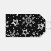 Silver Glitter Stars & Snowflakes Cadeaulabel (Voorkant (Horizontaal))