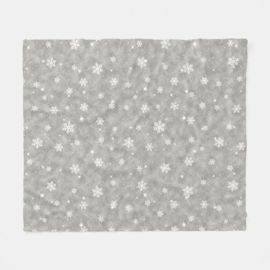 Silver Glitter Stars Snowflakes Fleece Blanket Deken (Voorkant (Horizontaal))
