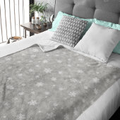 Silver Glitter Stars Snowflakes Fleece Blanket Deken