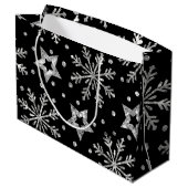 Silver Glitter Stars & Snowflakes Groot Cadeauzakje (Achterkant Gekanteld)