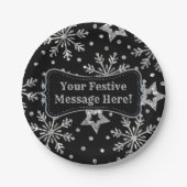Silver Glitter Stars & Snowflakes Papieren Bordje (Voorkant)