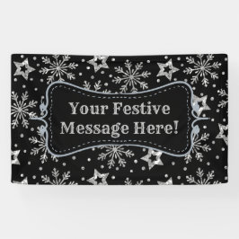 Silver Glitter Stars & Snowflakes Spandoek