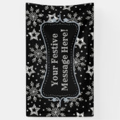 Silver Glitter Stars & Snowflakes Spandoek (Verticaal)