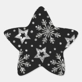 Silver Glitter Stars & Snowflakes Ster Sticker (Voorkant)