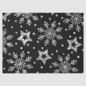 Silver Glitter Stars & Snowflakes Tissuepapier (Voorkant)
