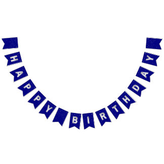 Silver Glitter Stars Verjaardag op Donkerblauw Ele Vlaggetjes