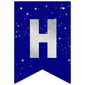 Silver Glitter Stars Verjaardag op Donkerblauw Ele Vlaggetjes (Tweede vlag)