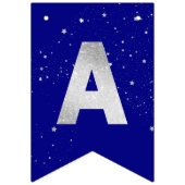 Silver Glitter Stars Verjaardag op Donkerblauw Ele Vlaggetjes (Derde vlag)