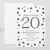 Silver Glitter Stippen 20e 20 verjaardagsfeest Kaart (Voorkant / Achterkant)
