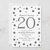 Silver Glitter Stippen 20e 20 verjaardagsfeest Kaart (Voorkant)