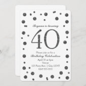 Silver Glitter Stippen 40e 40 Verjaardagsfeest Kaart (Voorkant / Achterkant)