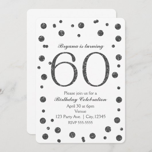 Silver Glitter Stippen 60e 60 verjaardagsfeest Kaart (Voorkant / Achterkant)