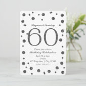 Silver Glitter Stippen 60e 60 verjaardagsfeest Kaart (Staand voorkant)