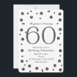 Silver Glitter Stippen 60th 60 Birthday Party Kaart<br><div class="desc">Silver Glitter Stippen 60th 60th Birthday Party Invitations.</div>