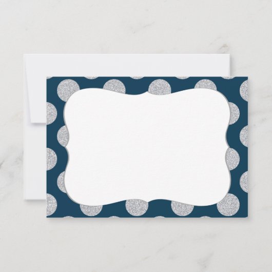 Silver Glitter Stippen Navy Blue Modern Dank u Bedankkaart (Achterkant)