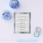 Silver glitter stofelegant bruiloft flyer (Enkel)