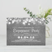 Silver Glitter & String Lights verlovingsfeest Kaart (Staand voorkant)