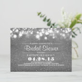 Silver Glitter & String Lights vrijgezellenfeest Kaart (Staand voorkant)