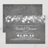 Silver Glitter & String Lights vrijgezellenfeest Kaart (Voorkant / Achterkant)