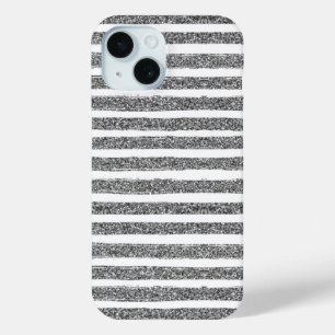 Silver Glitter Stripe iPhone 15 Case