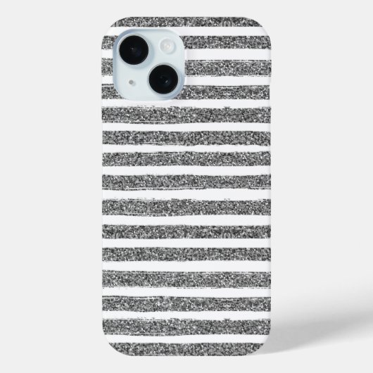 Silver Glitter Stripe Case-Mate iPhone Case (Achterkant)