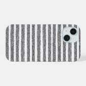 Silver Glitter Stripe iPhone 15 Case (Achterkant horizontaal)