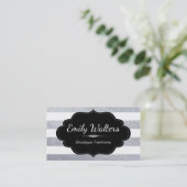 Silver Glitter | Stripes Visitekaartje (Staand voorkant)