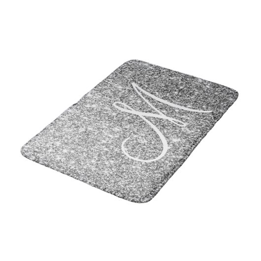Silver Glitter Stylish Custom Monogrammed Glam Badmat (Gekanteld)