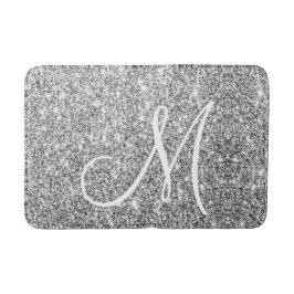 Silver Glitter Stylish Custom Monogrammed Glam Badmat