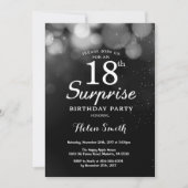 Silver Glitter Surprise 18e verjaardag Uitnodiging (Voorkant)