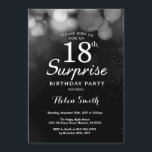 Silver Glitter Surprise 18e verjaardag Uitnodiging<br><div class="desc">Silver Glitter Surprise 18th Birthday Invitation Kaart. Verjaardag voor volwassenen. Zilveren Glitter Bokeh Achtergrond. 13e 15e 16e 18e 10e 21e 30e 40e 50e 60e 70e 80e 90e 100e. Elke leeftijd. Voor verdere aanpassing klikt u op de knop "Aanpassen" en gebruikt u onze ontwerptool om deze sjabloon te wijzigen.</div>