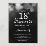 Silver Glitter Surprise 18th Birthday Invitation Kaart<br><div class="desc">Silver Glitter Surprise 18th Birthday Invitation Card. Volwassen verjaardag. Silver Glitter Bokeh Background 13e 15e 16e 18e 21e 30e 40e 50e 70e 80e 90e 100e. Elke leeftijd. Voor verdere aanpassing,  te klikken gelieve de knoop "van de Aanpassing het"en ons ontwerphulpmiddel te gebruiken om deze sjabloon te wijzigen.</div>